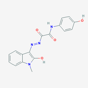 molecular formula C17H14N4O4 B514665 N-(4-hydroxyphenyl)-2-[2-(1-methyl-2-oxo-1,2-dihydro-3H-indol-3-ylidene)hydrazino]-2-oxoacetamide 