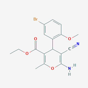 molecular formula C17H17BrN2O4 B5146655 ethyl 6-amino-4-(5-bromo-2-methoxyphenyl)-5-cyano-2-methyl-4H-pyran-3-carboxylate 