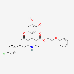 molecular formula C32H30ClNO6 B5146696 2-phenoxyethyl 7-(4-chlorophenyl)-4-(4-hydroxy-3-methoxyphenyl)-2-methyl-5-oxo-1,4,5,6,7,8-hexahydro-3-quinolinecarboxylate 