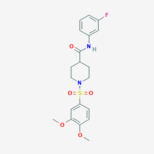 molecular formula C20H23FN2O5S B5146846 1-[(3,4-dimethoxyphenyl)sulfonyl]-N-(3-fluorophenyl)-4-piperidinecarboxamide 