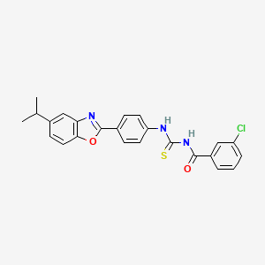 molecular formula C24H20ClN3O2S B5146857 3-chloro-N-({[4-(5-isopropyl-1,3-benzoxazol-2-yl)phenyl]amino}carbonothioyl)benzamide 
