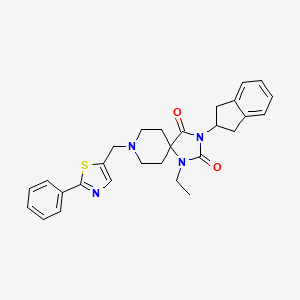 molecular formula C28H30N4O2S B5146897 3-(2,3-dihydro-1H-inden-2-yl)-1-ethyl-8-[(2-phenyl-1,3-thiazol-5-yl)methyl]-1,3,8-triazaspiro[4.5]decane-2,4-dione 