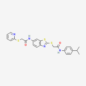 molecular formula C25H24N4O2S3 B5146922 N-[2-({2-[(4-isopropylphenyl)amino]-2-oxoethyl}thio)-1,3-benzothiazol-6-yl]-2-(2-pyridinylthio)acetamide 