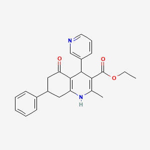 molecular formula C24H24N2O3 B5147006 ethyl 2-methyl-5-oxo-7-phenyl-4-(3-pyridinyl)-1,4,5,6,7,8-hexahydro-3-quinolinecarboxylate 