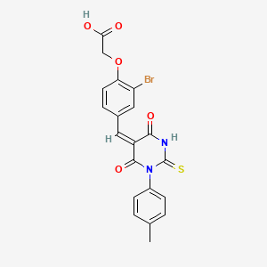 (2-bromo-4-{[1-(4-methylphenyl)-4,6-dioxo-2-thioxotetrahydro-5(2H)-pyrimidinylidene]methyl}phenoxy)acetic acid