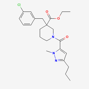 molecular formula C23H30ClN3O3 B5147106 ethyl 3-(3-chlorobenzyl)-1-[(1-methyl-3-propyl-1H-pyrazol-5-yl)carbonyl]-3-piperidinecarboxylate 