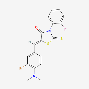 molecular formula C18H14BrFN2OS2 B5147110 5-[3-bromo-4-(dimethylamino)benzylidene]-3-(2-fluorophenyl)-2-thioxo-1,3-thiazolidin-4-one 