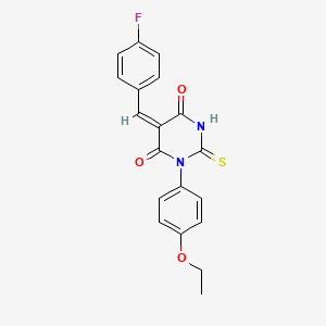 molecular formula C19H15FN2O3S B5147139 1-(4-ethoxyphenyl)-5-(4-fluorobenzylidene)-2-thioxodihydro-4,6(1H,5H)-pyrimidinedione 
