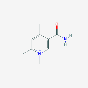 molecular formula C9H13N2O+ B514714 1,2,4-Trimethyl-5-carboxamidepyridinium iodide 