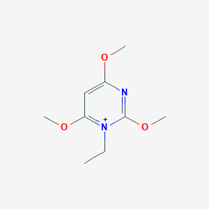 molecular formula C9H15N2O3+ B514719 1-Ethyl-2,4,6-trimethoxypyrimidin-1-ium 