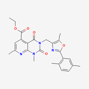 ethyl 3-{[2-(2,5-dimethylphenyl)-5-methyl-1,3-oxazol-4-yl]methyl}-1,7-dimethyl-2,4-dioxo-1,2,3,4-tetrahydropyrido[2,3-d]pyrimidine-5-carboxylate