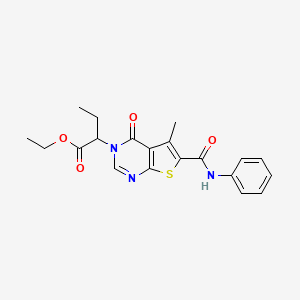 molecular formula C20H21N3O4S B5147284 ethyl 2-[6-(anilinocarbonyl)-5-methyl-4-oxothieno[2,3-d]pyrimidin-3(4H)-yl]butanoate 