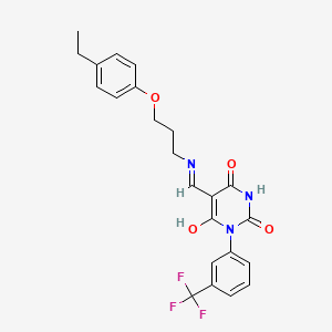 molecular formula C23H22F3N3O4 B5147291 5-({[3-(4-ethylphenoxy)propyl]amino}methylene)-1-[3-(trifluoromethyl)phenyl]-2,4,6(1H,3H,5H)-pyrimidinetrione 