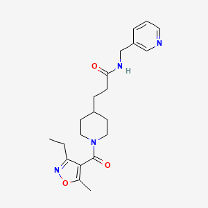molecular formula C21H28N4O3 B5147332 3-{1-[(3-ethyl-5-methyl-4-isoxazolyl)carbonyl]-4-piperidinyl}-N-(3-pyridinylmethyl)propanamide 