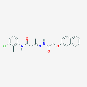 molecular formula C23H22ClN3O3 B514744 (3E)-N-(3-chloro-2-methylphenyl)-3-{2-[(naphthalen-2-yloxy)acetyl]hydrazinylidene}butanamide 