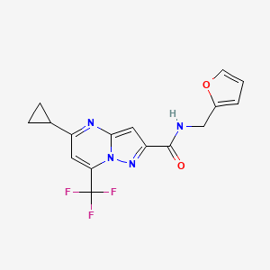 molecular formula C16H13F3N4O2 B5147461 5-cyclopropyl-N-(2-furylmethyl)-7-(trifluoromethyl)pyrazolo[1,5-a]pyrimidine-2-carboxamide 