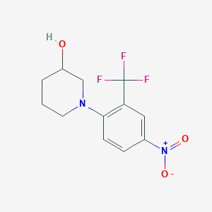 molecular formula C12H13F3N2O3 B5147480 1-[4-nitro-2-(trifluoromethyl)phenyl]-3-piperidinol 