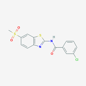 molecular formula C15H11ClN2O3S2 B514750 3-Chloro-N-(6-methanesulfonyl-benzothiazol-2-yl)-benzamide CAS No. 328090-10-4