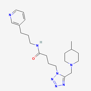 molecular formula C20H31N7O B5147521 4-{5-[(4-methyl-1-piperidinyl)methyl]-1H-tetrazol-1-yl}-N-[3-(3-pyridinyl)propyl]butanamide 