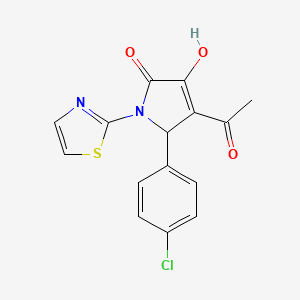 molecular formula C15H11ClN2O3S B5147539 4-acetyl-5-(4-chlorophenyl)-3-hydroxy-1-(1,3-thiazol-2-yl)-1,5-dihydro-2H-pyrrol-2-one 