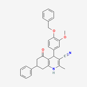 molecular formula C31H28N2O3 B5147579 4-[4-(benzyloxy)-3-methoxyphenyl]-2-methyl-5-oxo-7-phenyl-1,4,5,6,7,8-hexahydro-3-quinolinecarbonitrile 