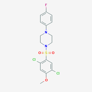 molecular formula C17H17Cl2FN2O3S B514759 1-(2,5-Dichloro-4-methoxybenzenesulfonyl)-4-(4-fluorophenyl)piperazine CAS No. 433695-73-9