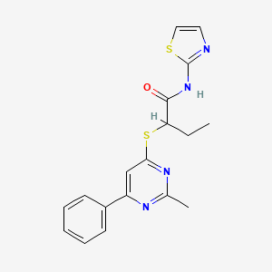 molecular formula C18H18N4OS2 B5147599 2-[(2-methyl-6-phenyl-4-pyrimidinyl)thio]-N-1,3-thiazol-2-ylbutanamide 