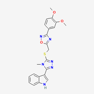 molecular formula C22H20N6O3S B5147619 3-[5-({[3-(3,4-dimethoxyphenyl)-1,2,4-oxadiazol-5-yl]methyl}thio)-4-methyl-4H-1,2,4-triazol-3-yl]-1H-indole 