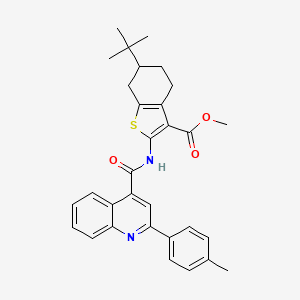 molecular formula C31H32N2O3S B5147645 methyl 6-tert-butyl-2-({[2-(4-methylphenyl)-4-quinolinyl]carbonyl}amino)-4,5,6,7-tetrahydro-1-benzothiophene-3-carboxylate 