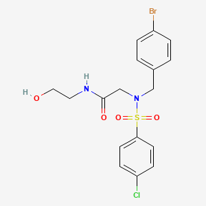 molecular formula C17H18BrClN2O4S B5147653 N~2~-(4-bromobenzyl)-N~2~-[(4-chlorophenyl)sulfonyl]-N~1~-(2-hydroxyethyl)glycinamide 