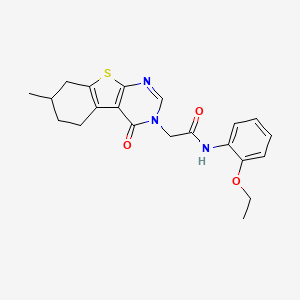 molecular formula C21H23N3O3S B5147655 N-(2-ethoxyphenyl)-2-(7-methyl-4-oxo-5,6,7,8-tetrahydro[1]benzothieno[2,3-d]pyrimidin-3(4H)-yl)acetamide 