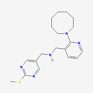 molecular formula C19H27N5S B5147669 1-[2-(1-azocanyl)-3-pyridinyl]-N-{[2-(methylthio)-5-pyrimidinyl]methyl}methanamine 