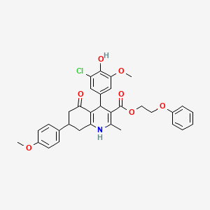 molecular formula C33H32ClNO7 B5147672 2-phenoxyethyl 4-(3-chloro-4-hydroxy-5-methoxyphenyl)-7-(4-methoxyphenyl)-2-methyl-5-oxo-1,4,5,6,7,8-hexahydro-3-quinolinecarboxylate CAS No. 5708-74-7