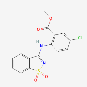 molecular formula C15H11ClN2O4S B5147726 methyl 5-chloro-2-[(1,1-dioxido-1,2-benzisothiazol-3-yl)amino]benzoate 