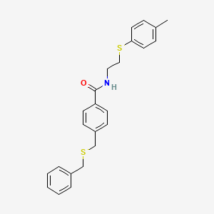 molecular formula C24H25NOS2 B5147750 4-[(benzylthio)methyl]-N-{2-[(4-methylphenyl)thio]ethyl}benzamide 