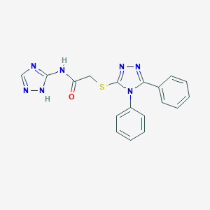molecular formula C18H15N7OS B514783 2-[(4,5-diphenyl-4H-1,2,4-triazol-3-yl)sulfanyl]-N-(4H-1,2,4-triazol-3-yl)acetamide CAS No. 901616-50-0