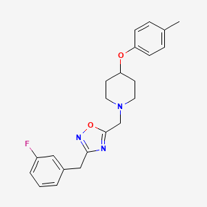 molecular formula C22H24FN3O2 B5147897 1-{[3-(3-fluorobenzyl)-1,2,4-oxadiazol-5-yl]methyl}-4-(4-methylphenoxy)piperidine 