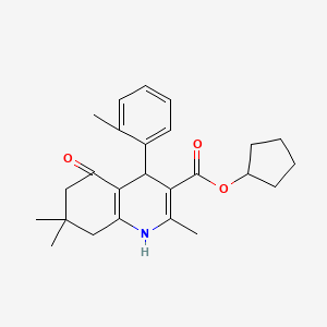 molecular formula C25H31NO3 B5147904 cyclopentyl 2,7,7-trimethyl-4-(2-methylphenyl)-5-oxo-1,4,5,6,7,8-hexahydro-3-quinolinecarboxylate 