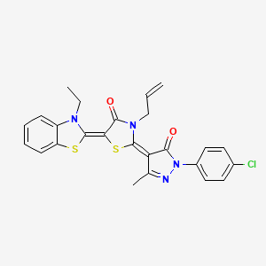 3-allyl-2-[1-(4-chlorophenyl)-3-methyl-5-oxo-1,5-dihydro-4H-pyrazol-4-ylidene]-5-(3-ethyl-1,3-benzothiazol-2(3H)-ylidene)-1,3-thiazolidin-4-one