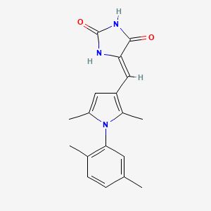 molecular formula C18H19N3O2 B5147970 5-{[1-(2,5-dimethylphenyl)-2,5-dimethyl-1H-pyrrol-3-yl]methylene}-2,4-imidazolidinedione 