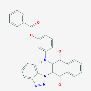 molecular formula C29H18N4O4 B514800 3-{[3-(1H-1,2,3-benzotriazol-1-yl)-1,4-dioxo-1,4-dihydro-2-naphthalenyl]amino}phenyl benzoate CAS No. 497240-55-8