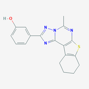 molecular formula C18H16N4OS B514803 3-(5-Methyl-8,9,10,11-tetrahydro[1]benzothieno[3,2-e][1,2,4]triazolo[1,5-c]pyrimidin-2-yl)phenol CAS No. 896840-24-7
