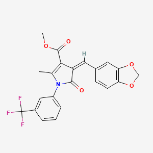 molecular formula C22H16F3NO5 B5148060 methyl 4-(1,3-benzodioxol-5-ylmethylene)-2-methyl-5-oxo-1-[3-(trifluoromethyl)phenyl]-4,5-dihydro-1H-pyrrole-3-carboxylate 