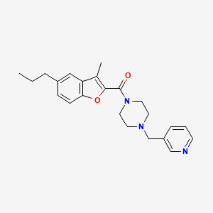 molecular formula C23H27N3O2 B5148071 1-[(3-methyl-5-propyl-1-benzofuran-2-yl)carbonyl]-4-(3-pyridinylmethyl)piperazine 