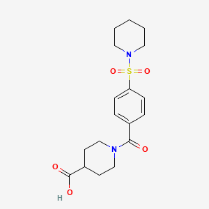 molecular formula C18H24N2O5S B5148075 1-[4-(1-piperidinylsulfonyl)benzoyl]-4-piperidinecarboxylic acid 
