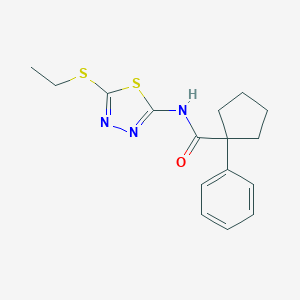 molecular formula C16H19N3OS2 B514809 N-[5-(ethylsulfanyl)-1,3,4-thiadiazol-2-yl]-1-phenylcyclopentanecarboxamide CAS No. 925394-33-8