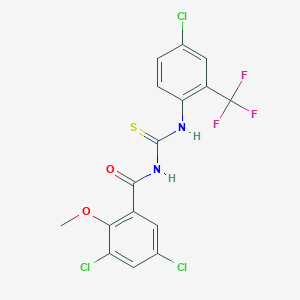 3,5-dichloro-N-({[4-chloro-2-(trifluoromethyl)phenyl]amino}carbonothioyl)-2-methoxybenzamide