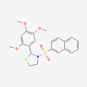 molecular formula C22H23NO5S2 B5148106 3-(2-naphthylsulfonyl)-2-(2,4,5-trimethoxyphenyl)-1,3-thiazolidine 