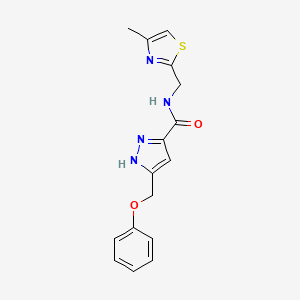 N-[(4-methyl-1,3-thiazol-2-yl)methyl]-5-(phenoxymethyl)-1H-pyrazole-3-carboxamide