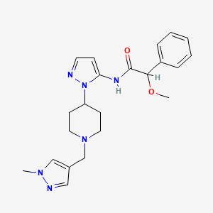 molecular formula C22H28N6O2 B5148223 2-methoxy-N-(1-{1-[(1-methyl-1H-pyrazol-4-yl)methyl]-4-piperidinyl}-1H-pyrazol-5-yl)-2-phenylacetamide 